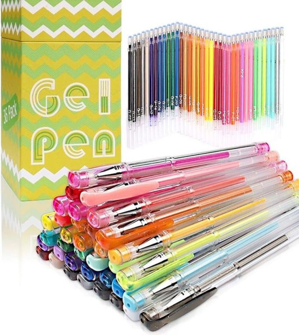 Gel Pens for Adult Coloring Glitter Gel Pens Set 36 Colors Gel Pens Plus refills